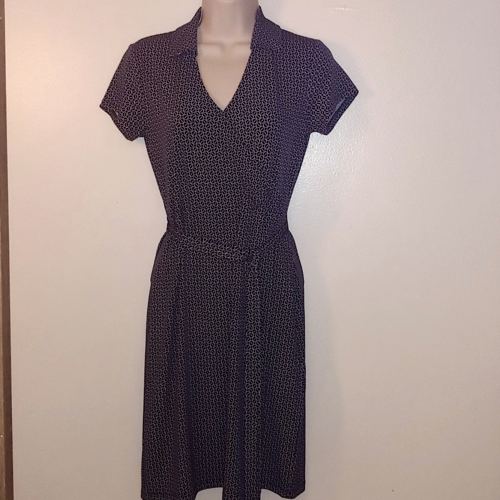 Brooks Brothers '346' Faux Wrap Stretch Midi Dress, Link Chain Print XS Petite